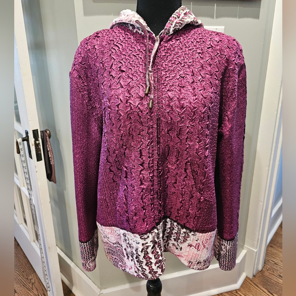 Ubu Purple Textured Reversible Zip-Up Hooded Jacket